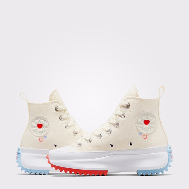 Converse Krem Converse Run Star Hike Platform Y2K Heart Unisex Sneaker