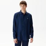 Erkek Regular Fit Keten Lacivert Gömlek