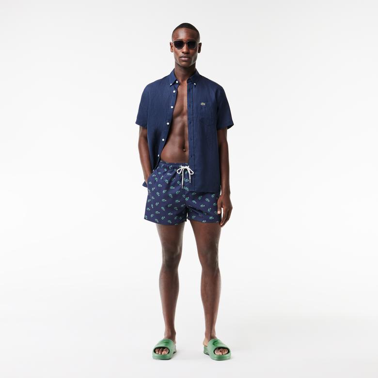 Erkek Desenli Lacivert Mayo