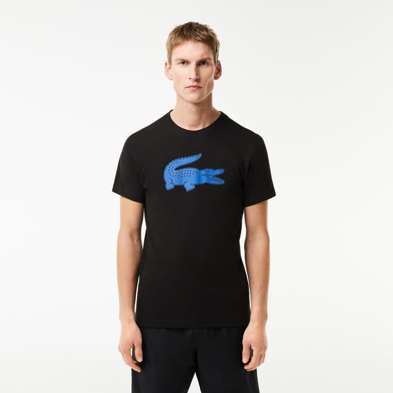 Erkek Regular Fit Bisiklet Yaka Baskılı Siyah T-Shirt