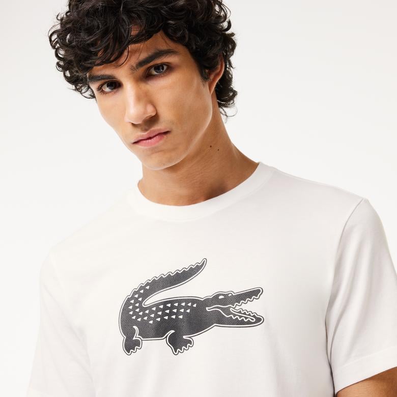 Erkek Regular Fit Bisiklet Yaka Baskılı Beyaz T-Shirt