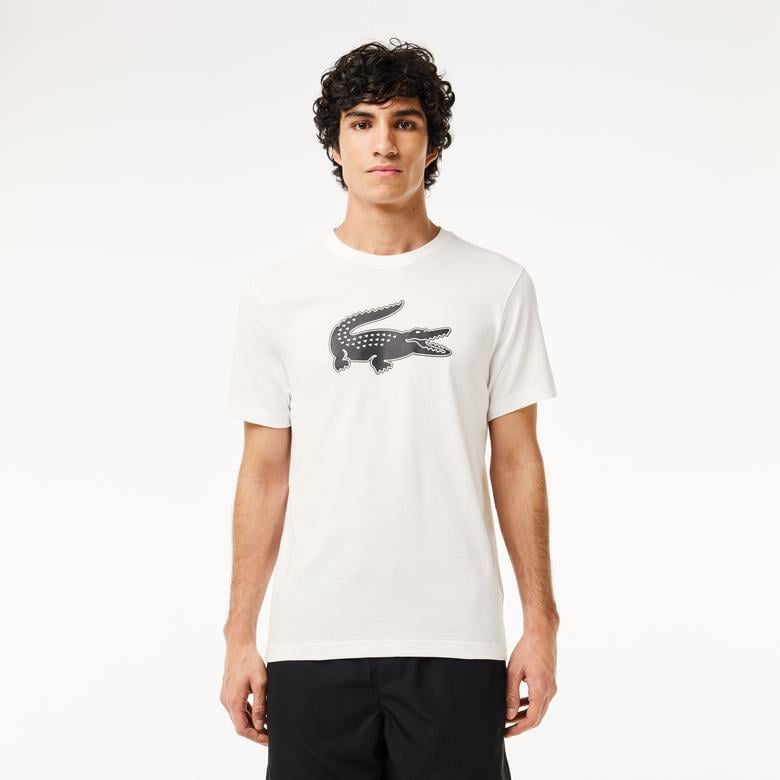 Erkek Regular Fit Bisiklet Yaka Baskılı Beyaz T-Shirt