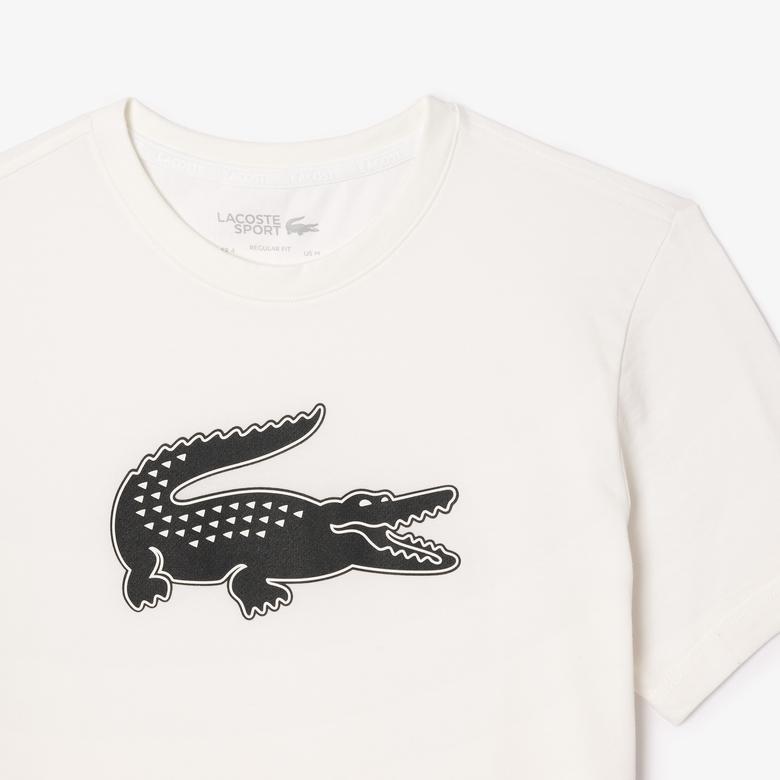 Erkek Regular Fit Bisiklet Yaka Baskılı Beyaz T-Shirt