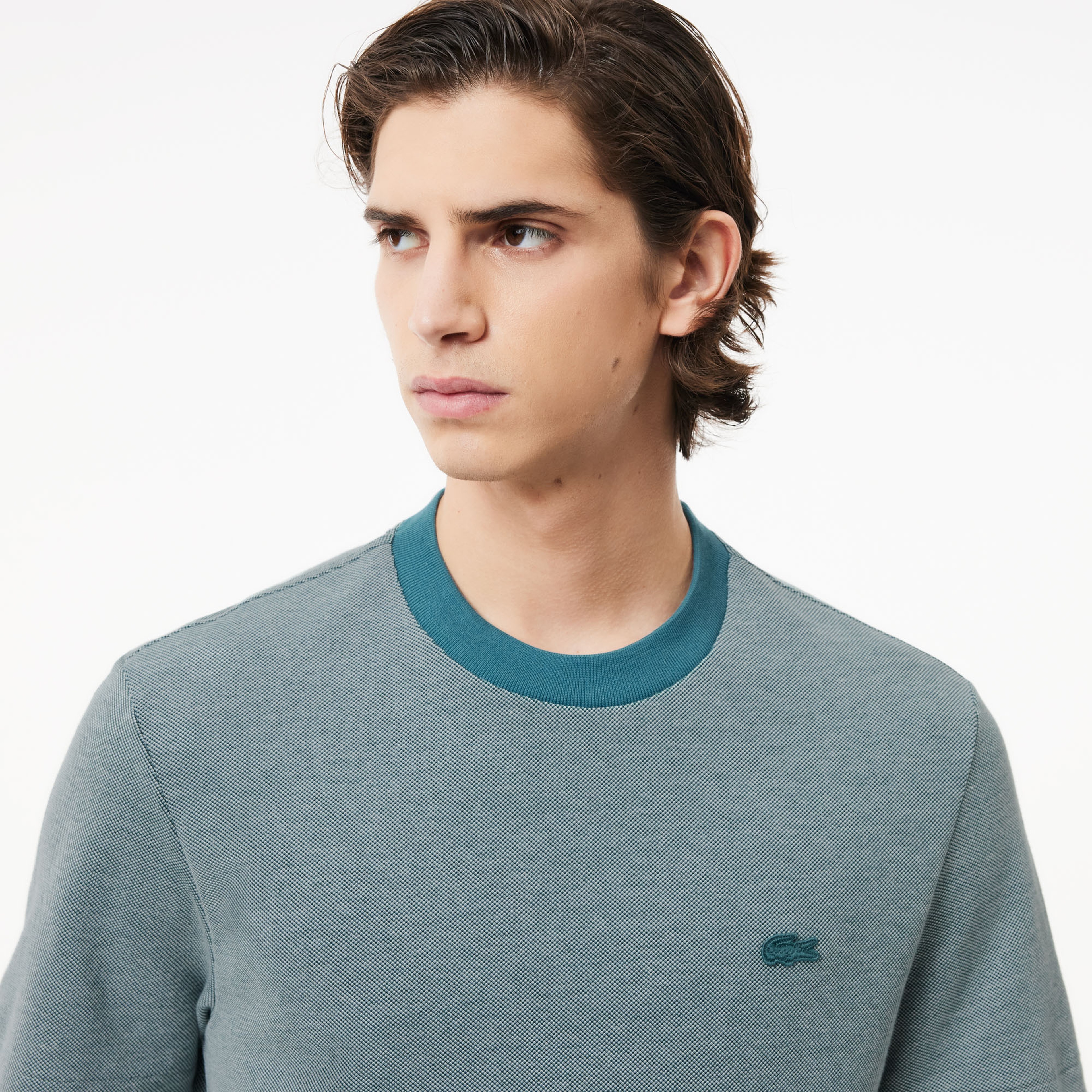 Erkek Regular Fit Bisiklet Yaka Baskılı Yeşil T-Shirt