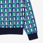 Unisex Regular Fit Fermuarlı Desenli Renkli Sweatshirt