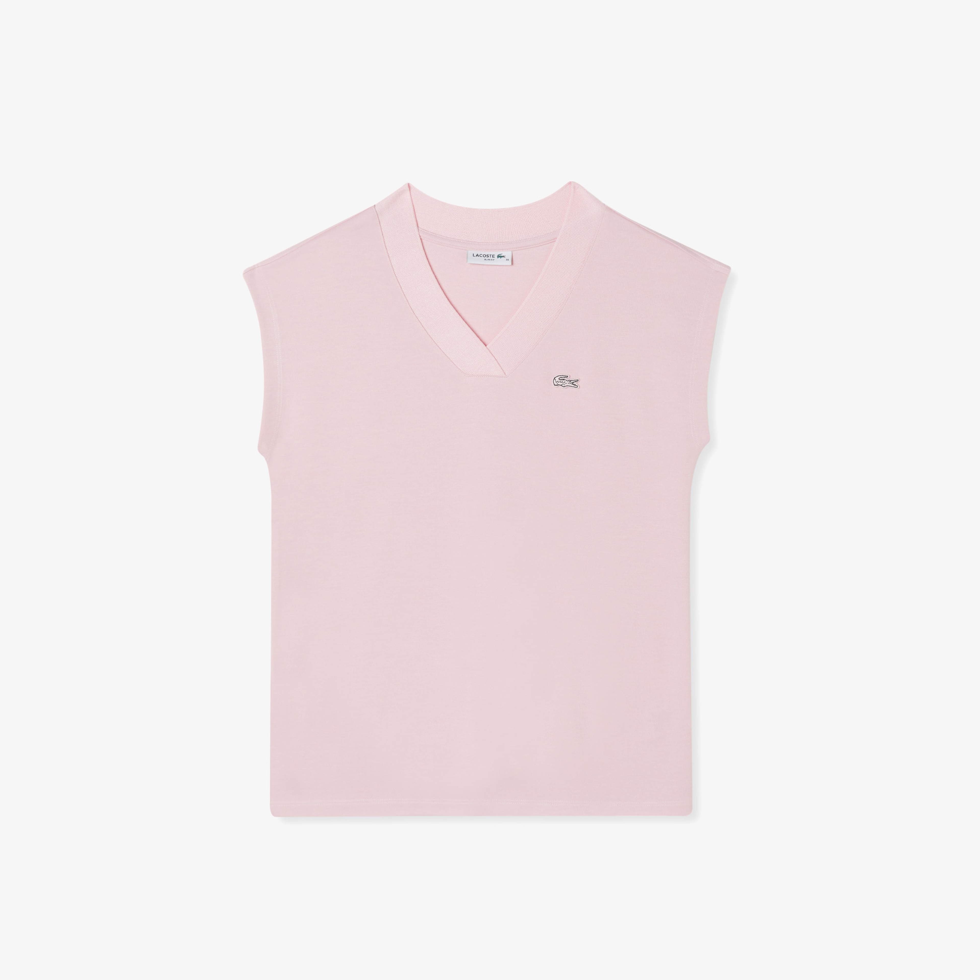 Kadın Slim Fit V Yaka Açık Pembe T-Shirt