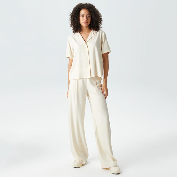 Kadın Relaxed Fit Beyaz Pantolon