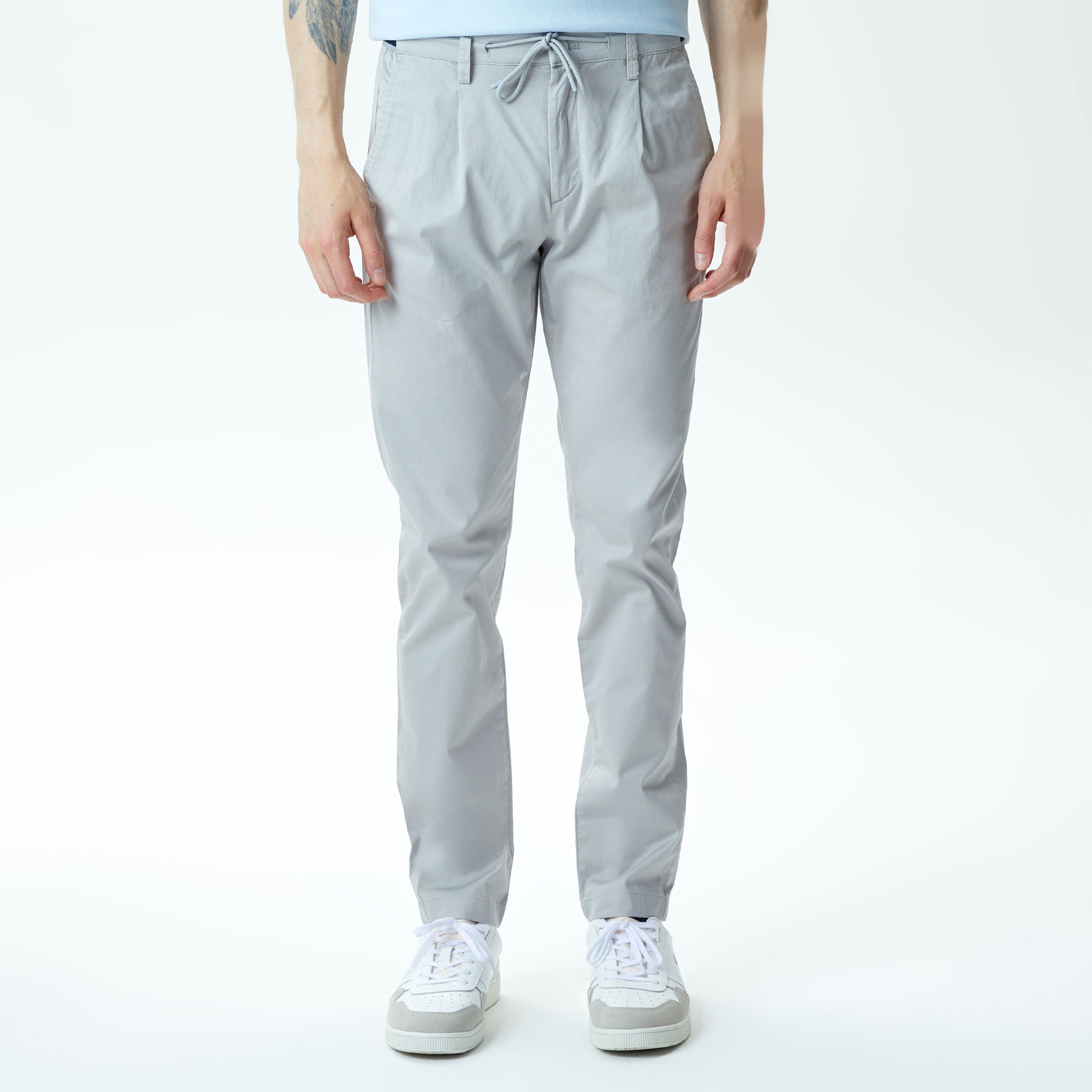 Erkek Tapered Fit Chino Gri Pantolon