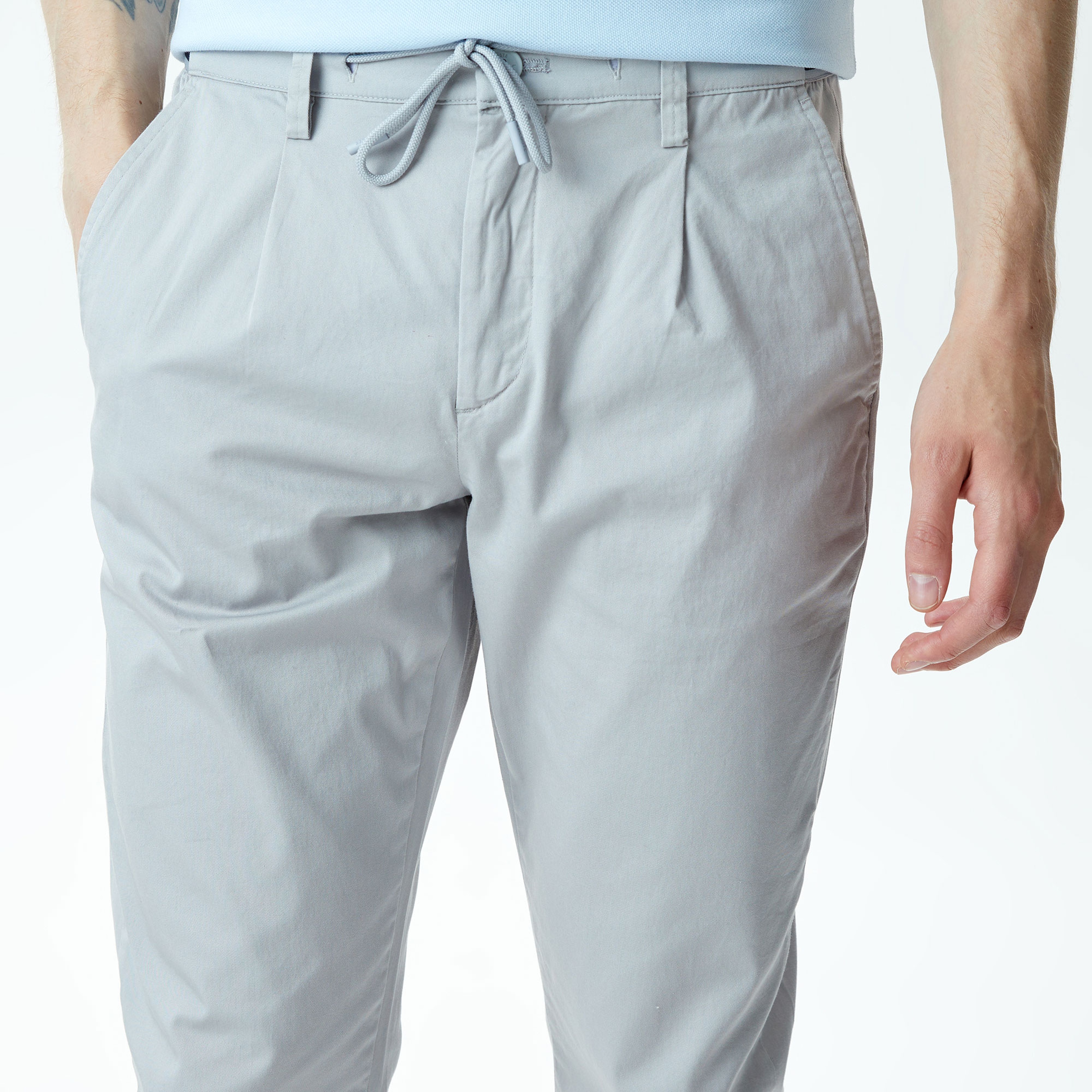 Erkek Tapered Fit Chino Gri Pantolon