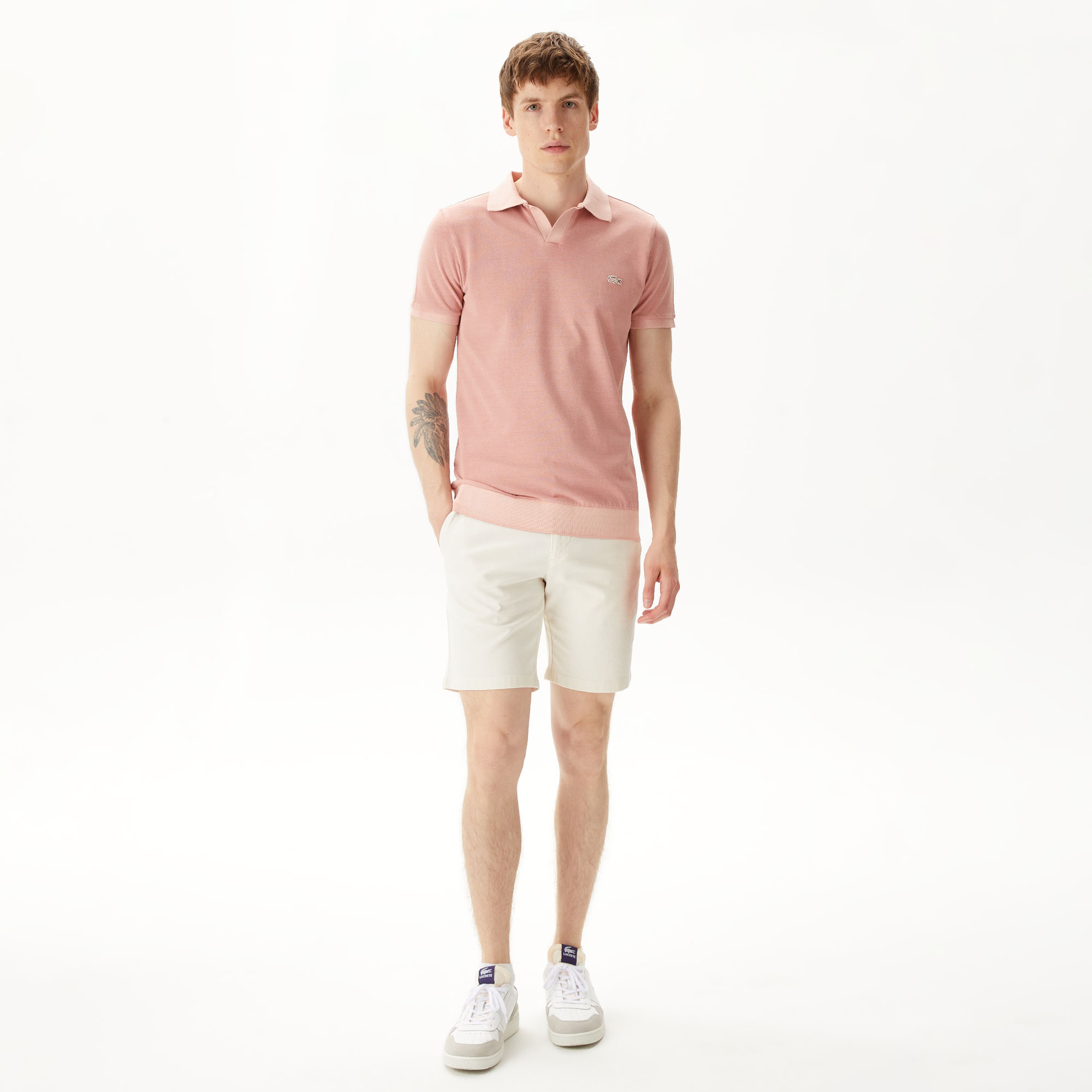 Erkek Slim Fit Krem Bermuda