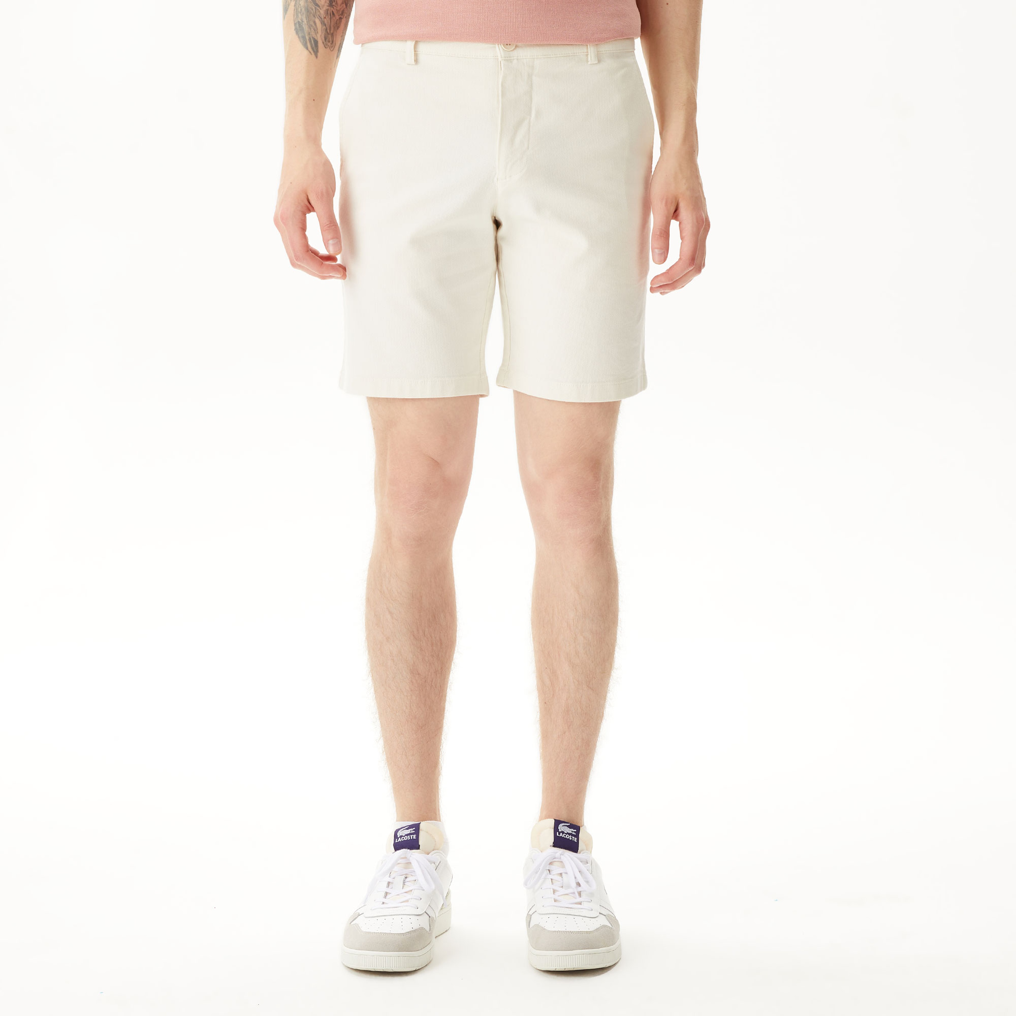 Erkek Slim Fit Krem Bermuda