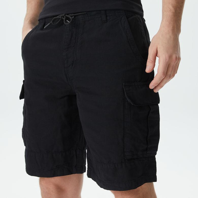 Erkek Relaxed Fit Siyah Bermuda
