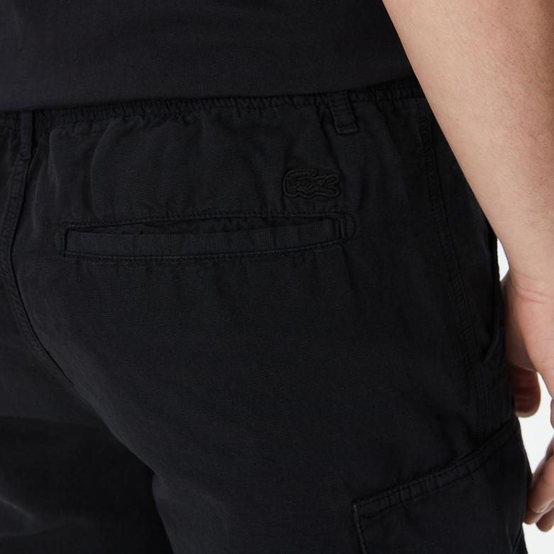 Erkek Relaxed Fit Siyah Bermuda