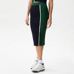 Kadın Slim Fit Renk Bloklu Lacivert Etek