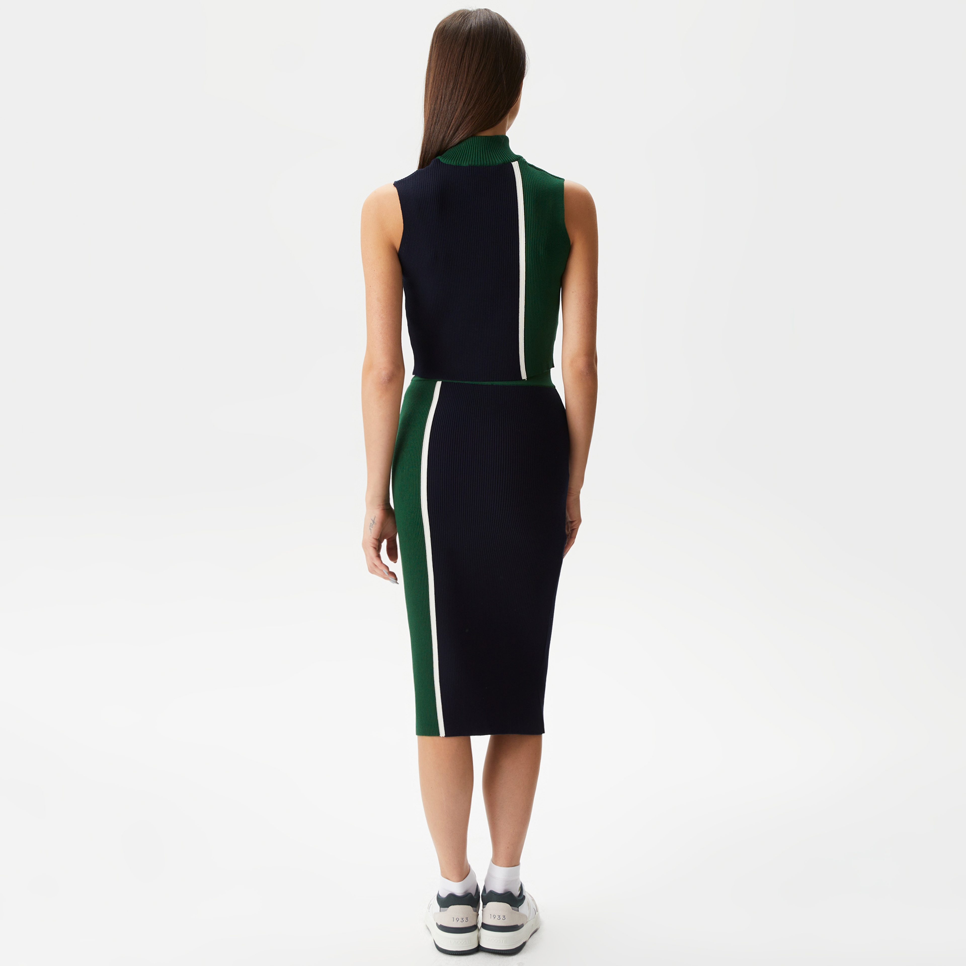 Kadın Slim Fit Renk Bloklu Lacivert Etek