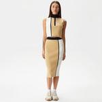 Kadın Slim Fit Renk Bloklu Bej Etek