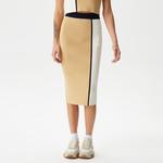 Kadın Slim Fit Renk Bloklu Bej Etek