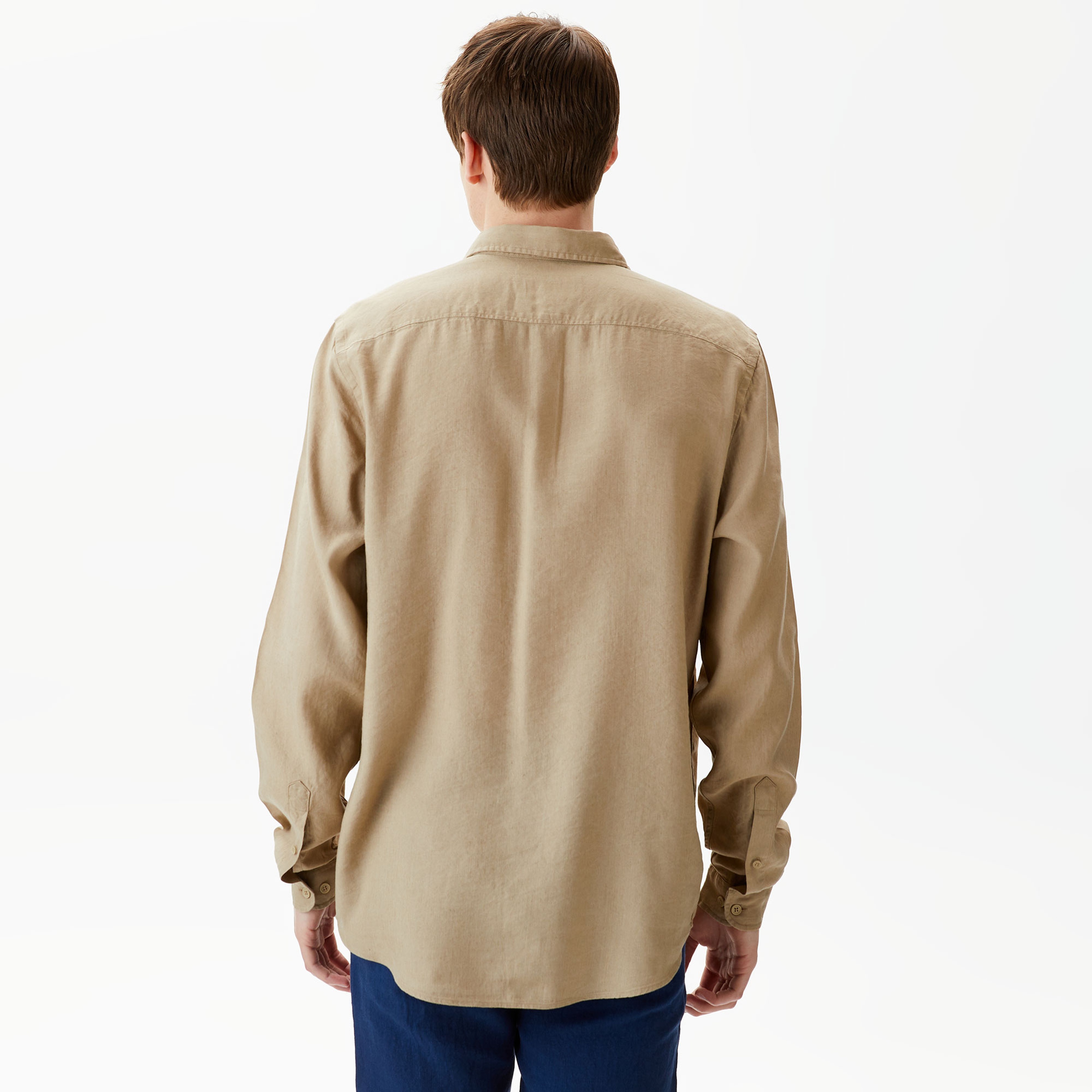 Erkek Regular Fit Keten Bej Gömlek