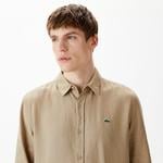 Erkek Regular Fit Keten Bej Gömlek