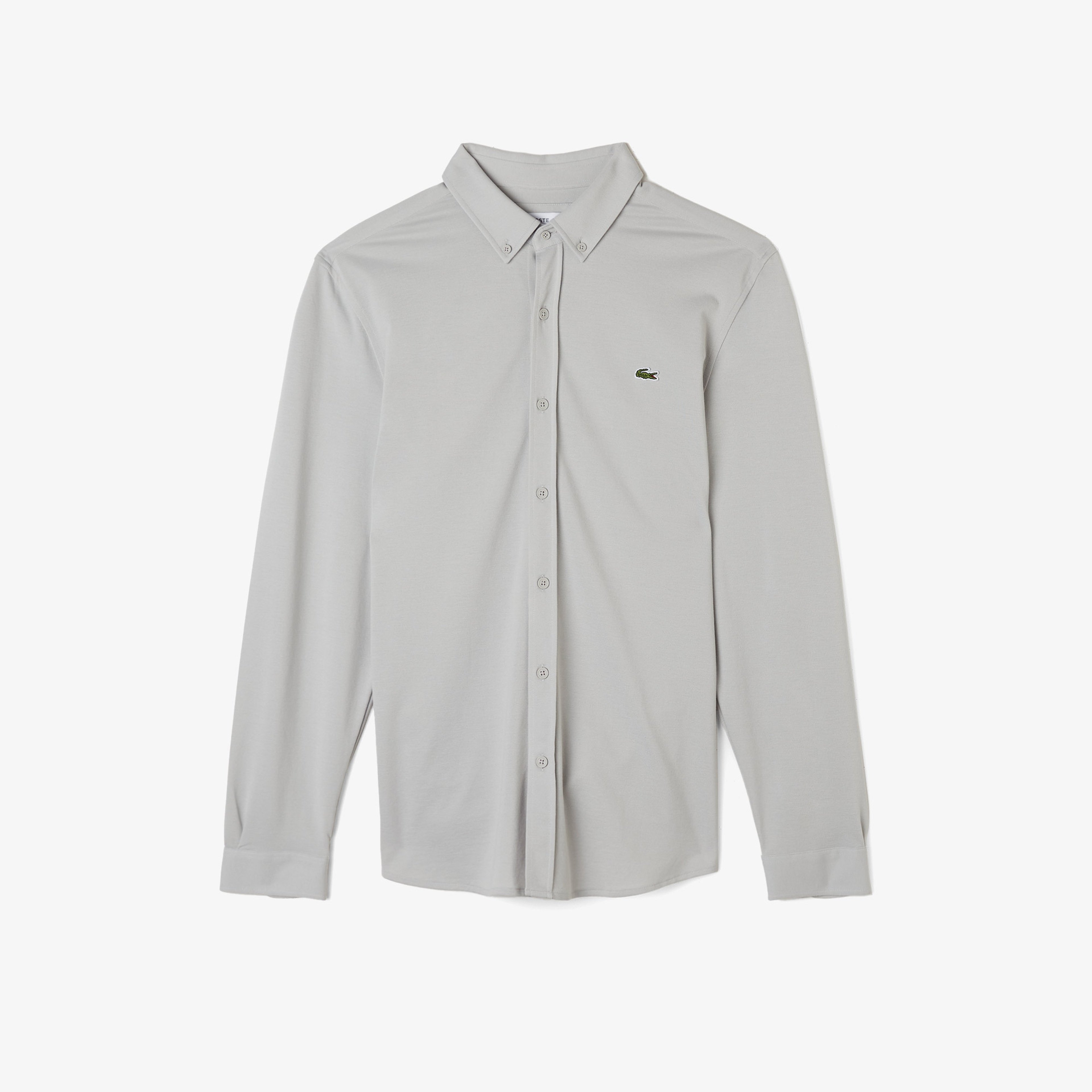 Erkek Slim Fit Düğmeli Yaka Gri Gömlek