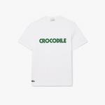 Unisex Relax Fit Bisiklet Yaka Baskılı Beyaz T-Shirt