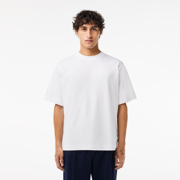 Erkek Oversize Fit Bisiklet Yaka Beyaz T-Shirt