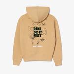 Unisex Relaxed Fit Kapüşonlu Bej Sweatshirt