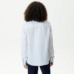 Kadın Relaxed Fit Çizgili Mavi Gömlek