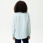 Kadın Relaxed Fit Çizgili Yeşil Gömlek