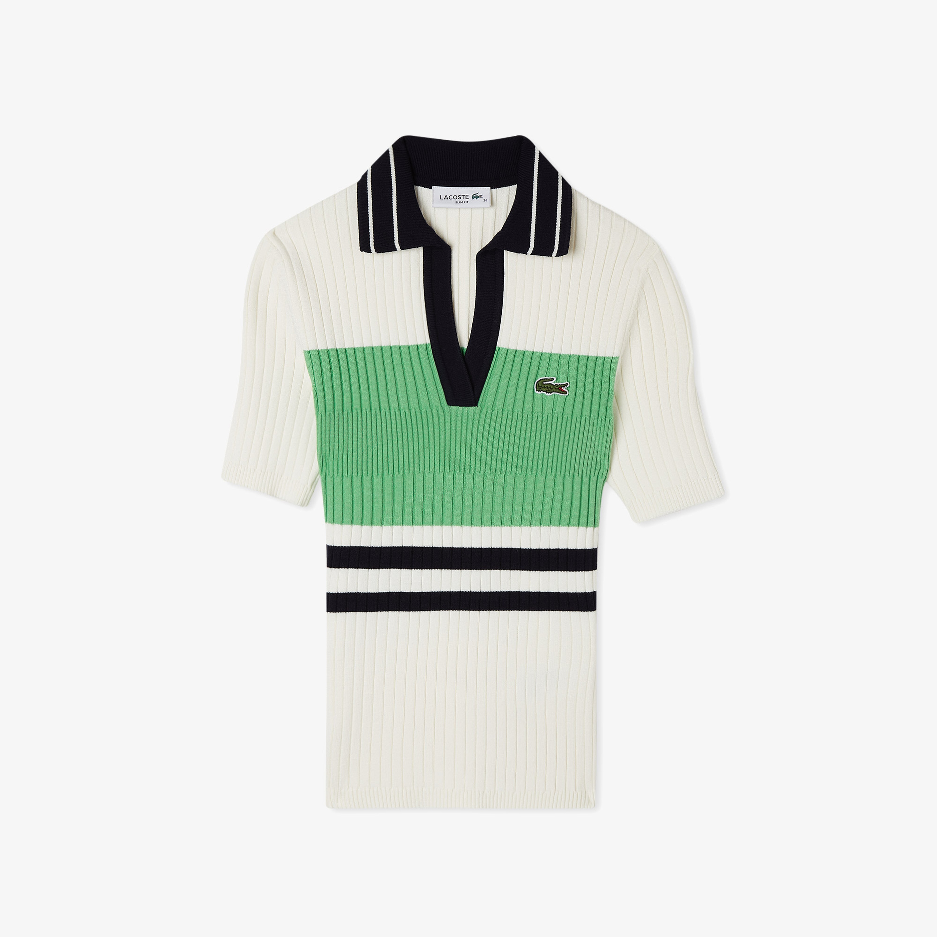 Kadın Slim Fit V Yaka Renk Bloklu Beyaz Triko