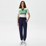Kadın Slim Fit V Yaka Renk Bloklu Beyaz Triko