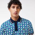 Erkek Regular Fit Gömlek Yaka Monogram Yeşil Triko