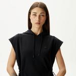 Kadın Straight Fit Kapüşonlu Siyah Elbise