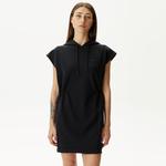 Kadın Straight Fit Kapüşonlu Siyah Elbise