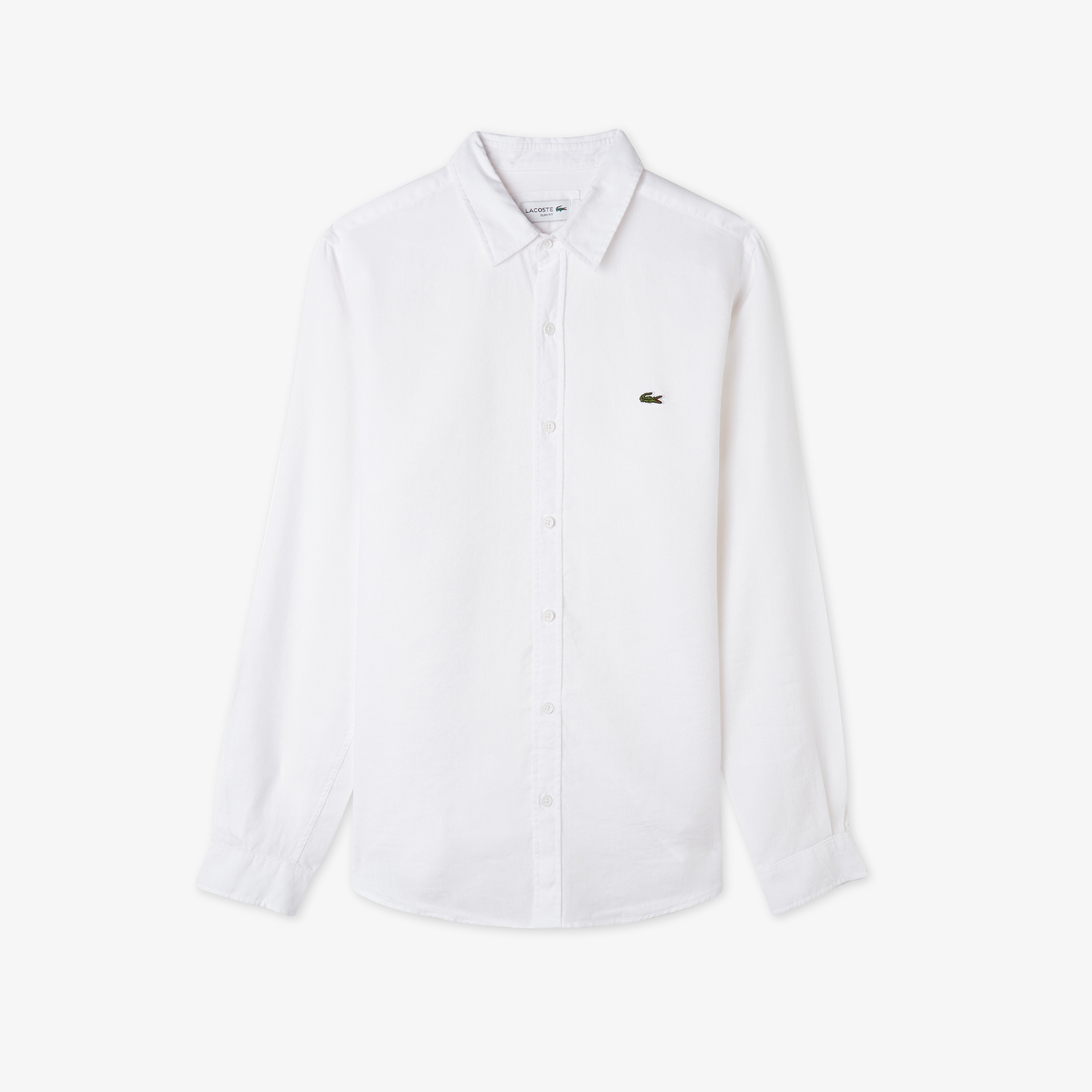 Erkek Slim Fit Keten Beyaz Gömlek