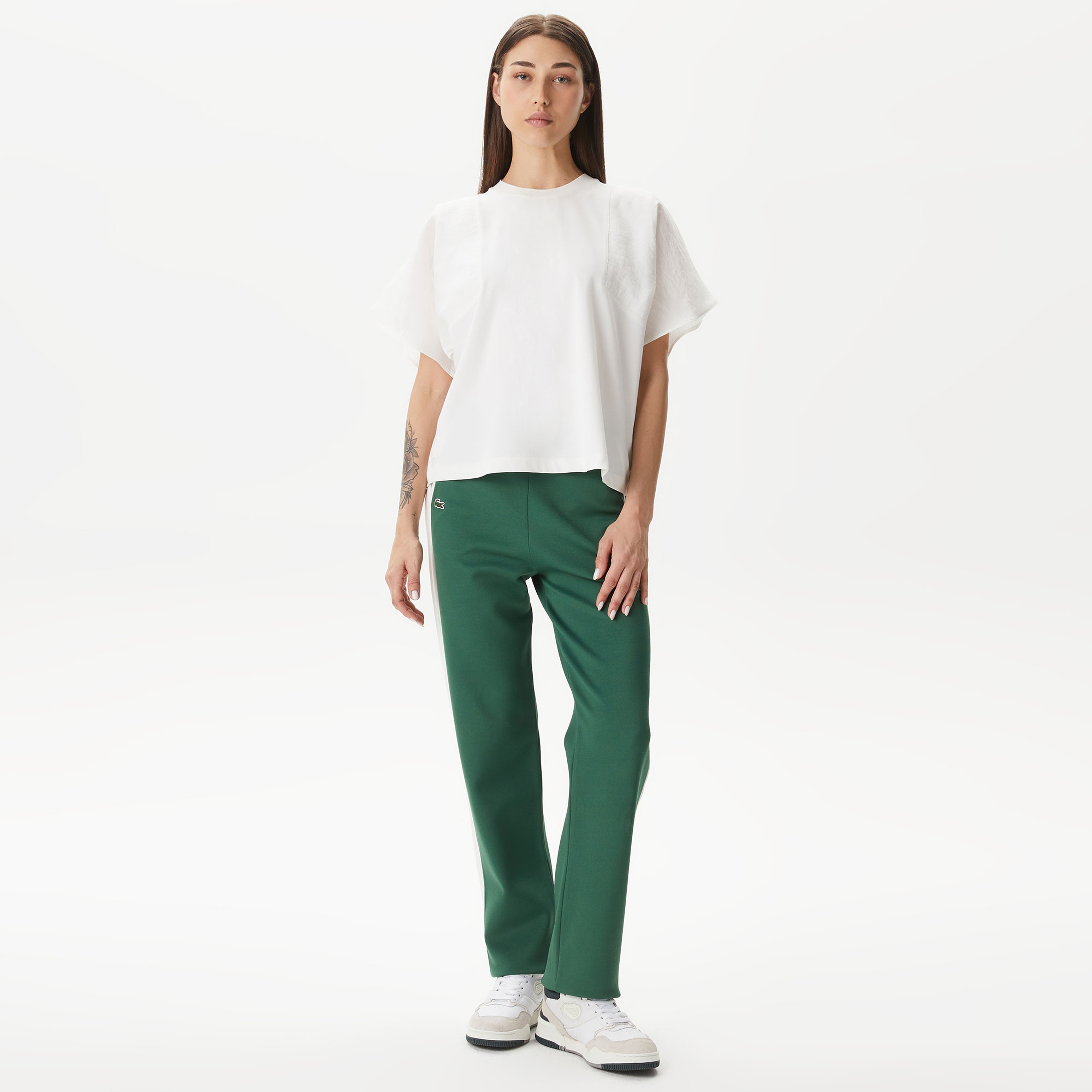 Kadın Loose Fit Bisiklet Yaka Beyaz T-Shirt