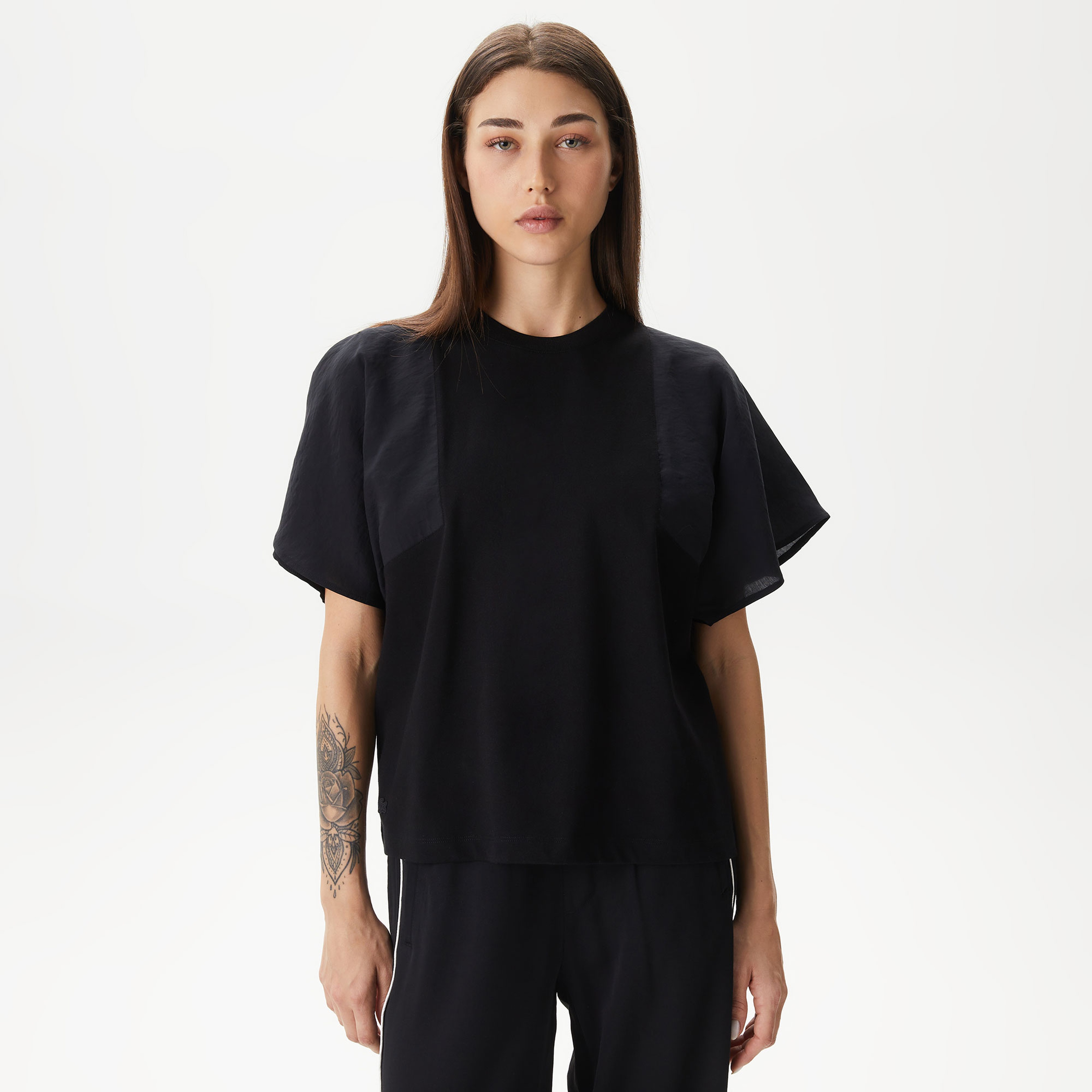 Kadın Loose Fit Bisiklet Yaka Siyah T-Shirt