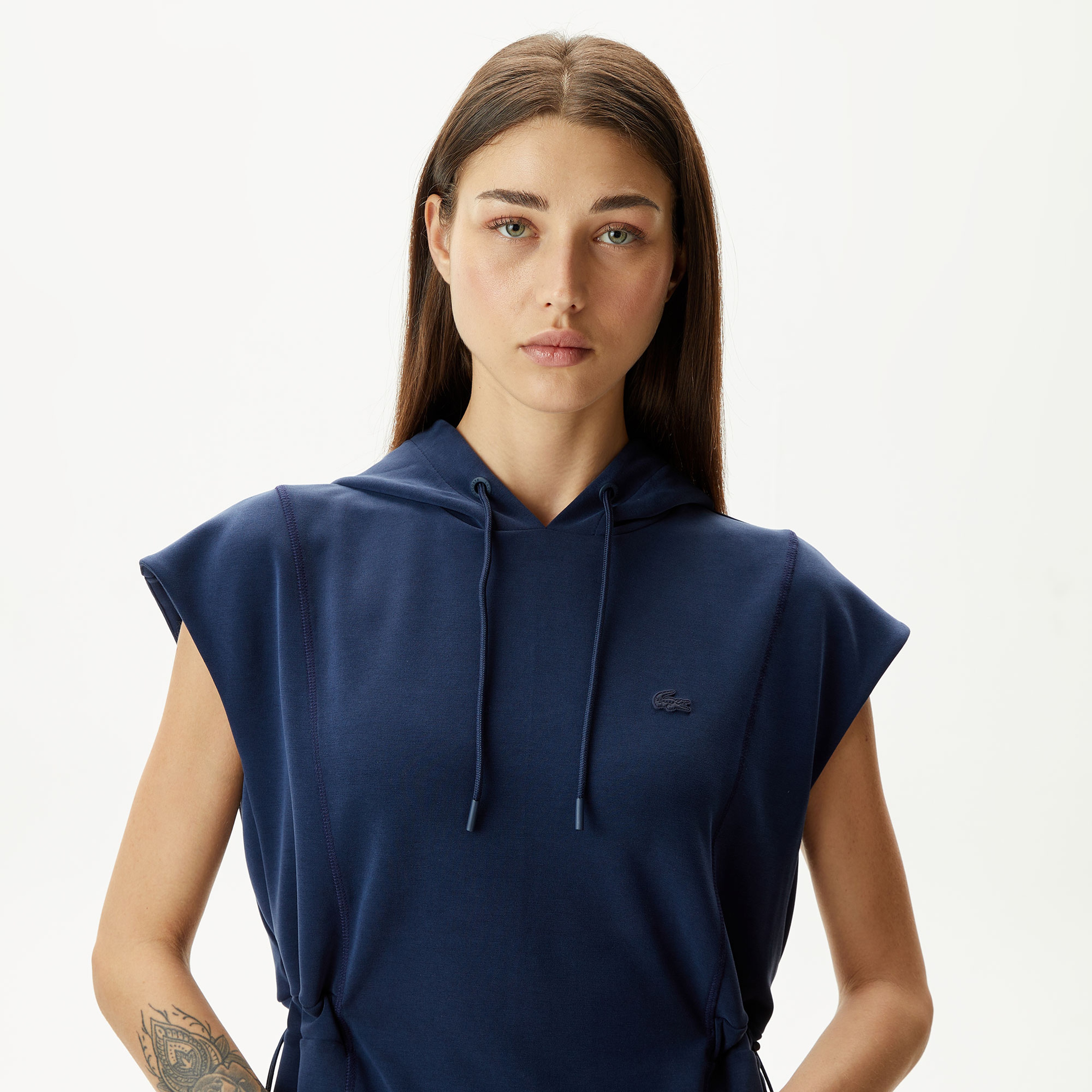 Kadın Straight Fit Kapüşonlu Lacivert Elbise