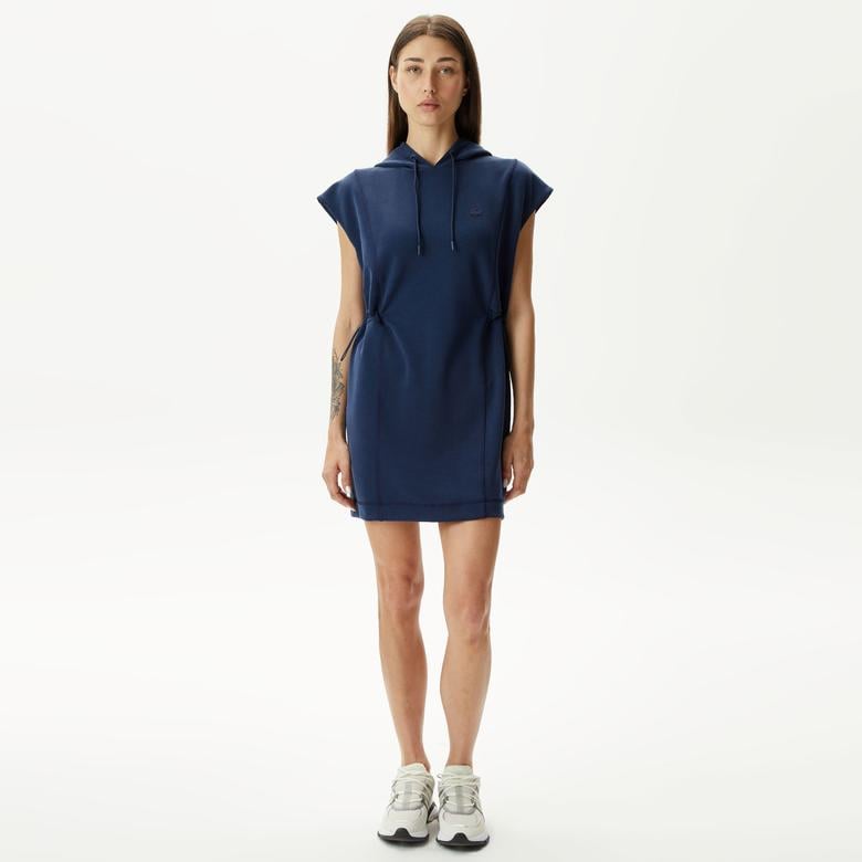 Kadın Straight Fit Kapüşonlu Lacivert Elbise