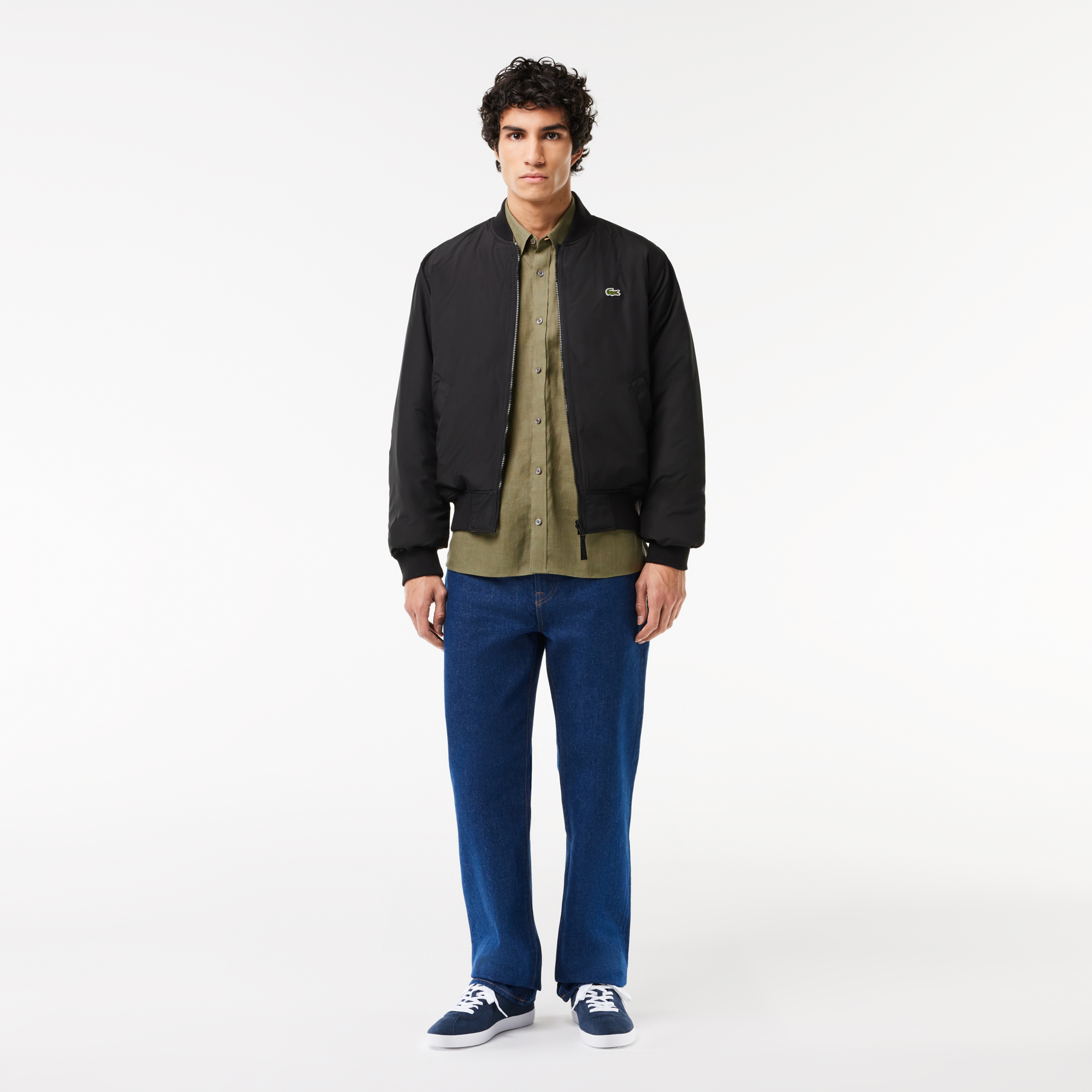 Erkek Regular Fit Kısa Kollu Düğmeli Yaka Keten Haki Gömlek