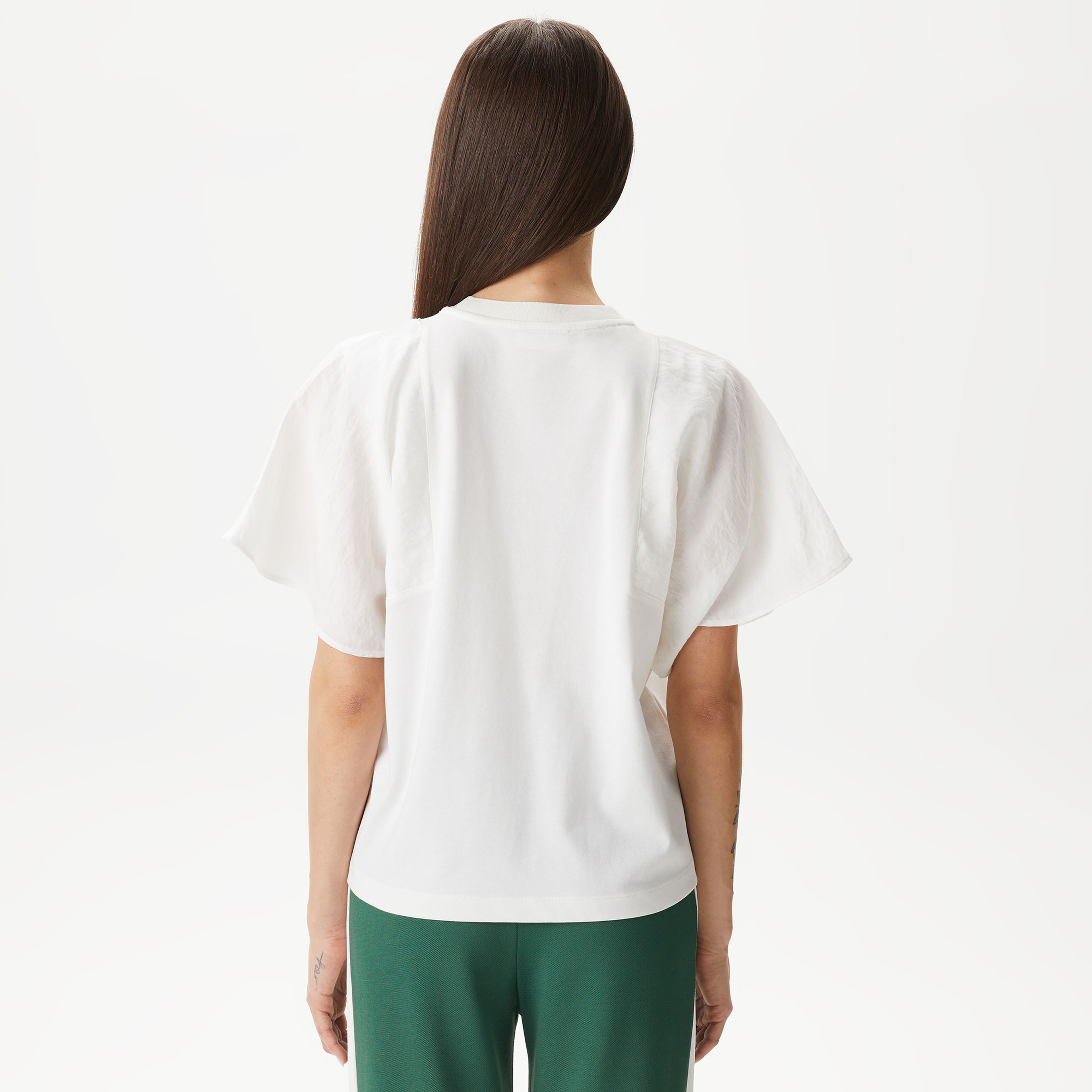 Kadın Loose Fit Bisiklet Yaka Beyaz T-Shirt