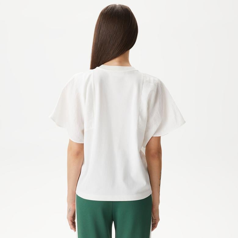 Kadın Loose Fit Bisiklet Yaka Beyaz T-Shirt