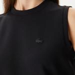 Kadın Straight Fit Kolsuz Baskılı Siyah Elbise