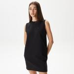 Kadın Straight Fit Kolsuz Baskılı Siyah Elbise