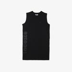 Kadın Straight Fit Kolsuz Baskılı Siyah Elbise