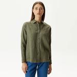 Kadın Keten Yeşil Gömlek