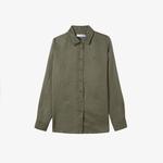 Kadın Keten Yeşil Gömlek