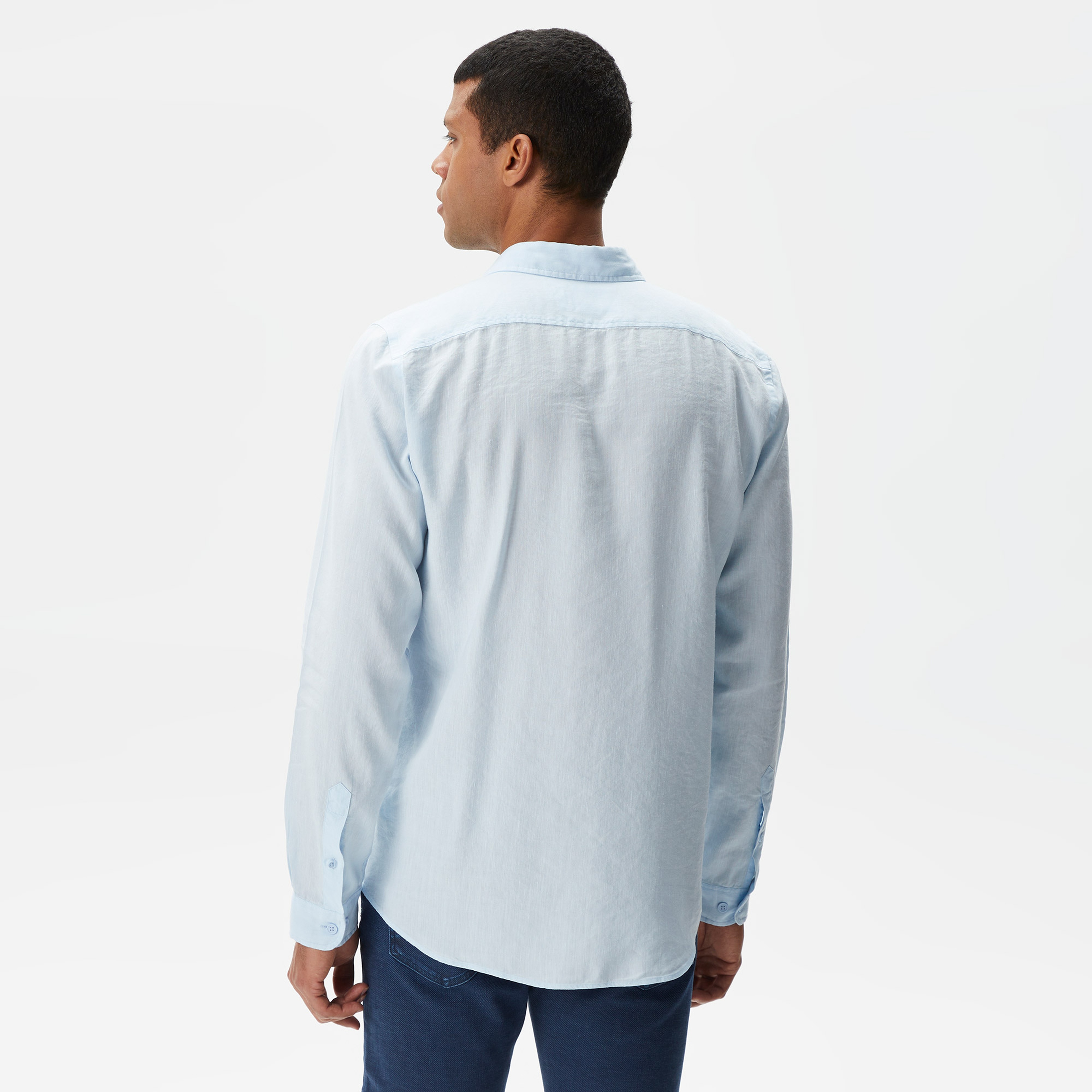 Erkek Slim Fit Mavi Gömlek