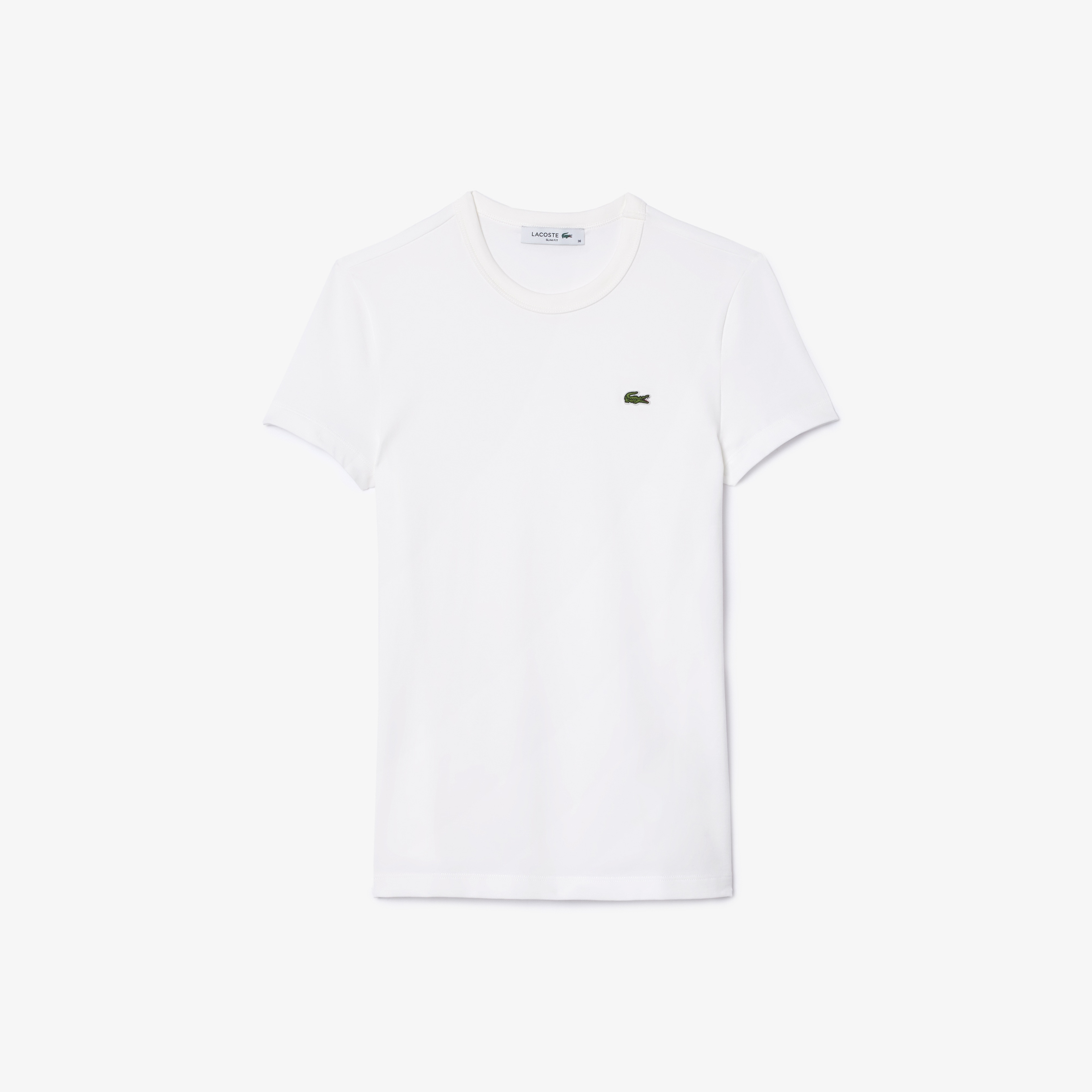 Kadın Slim Fit Bisiklet Yaka Beyaz T-Shirt