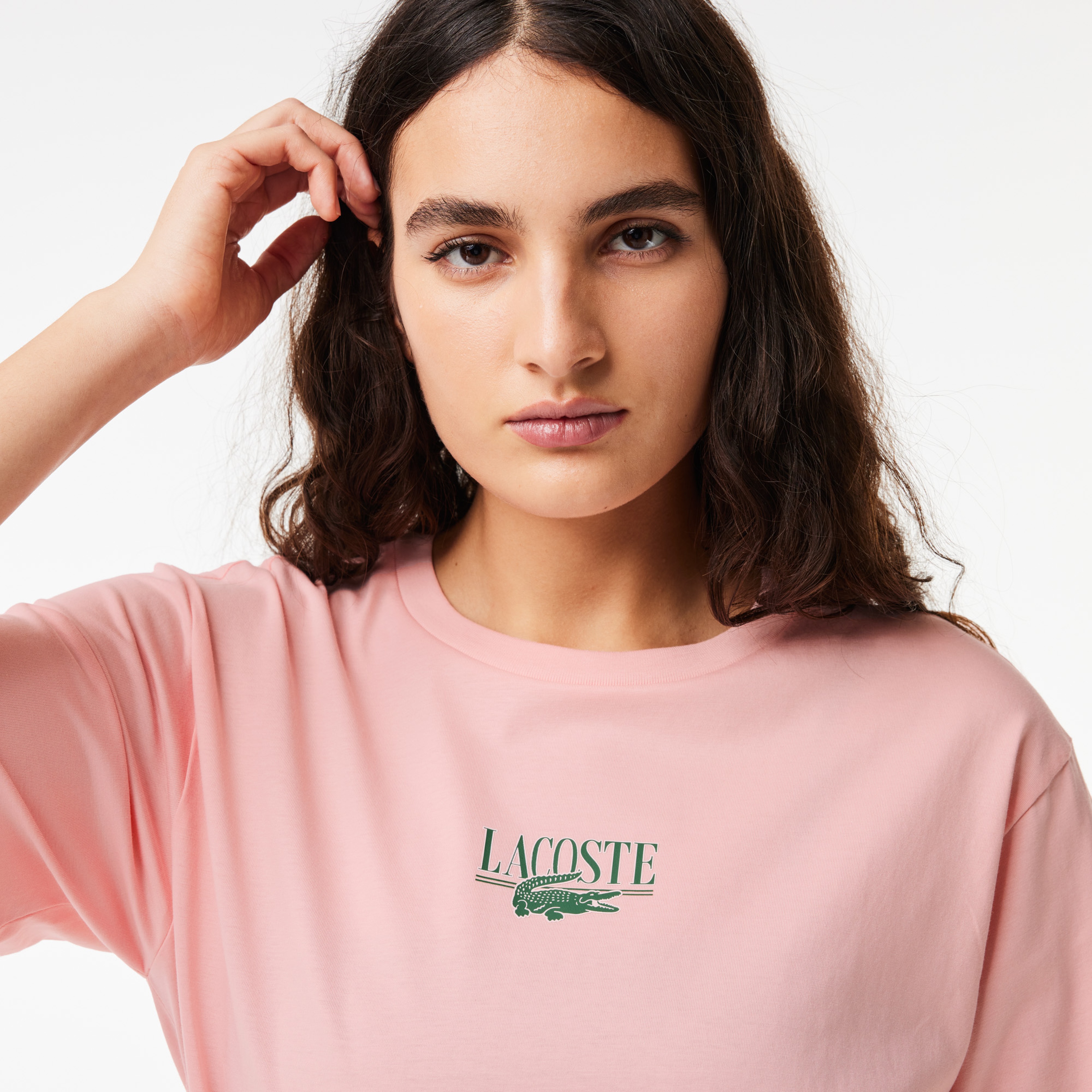 Kadın Relaxed Fit Bisiklet Yaka Baskılı Pembe T-Shirt